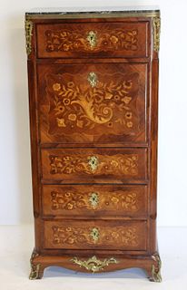 19th Century Marquetry Inlaid, Bronze Mounted &