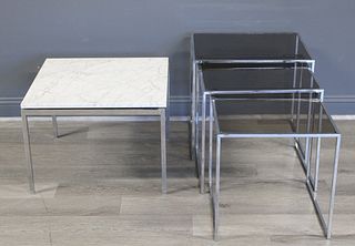 Knoll Chrome Nesting Tables Together With A Marble
