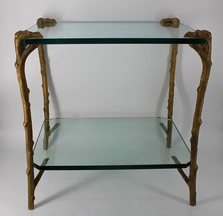 P. E. Guerin Gilt-Bronze and Glass Tree Form Table