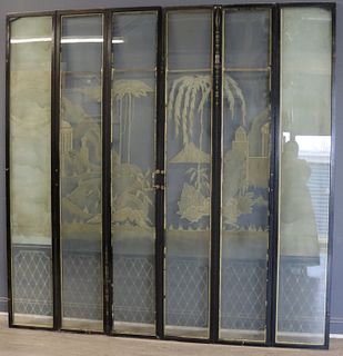 Asian Etched Glass Panels as Doors.