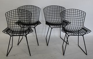 4 Harry Bertoia Patinated Metal Chairs.