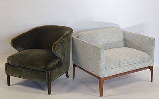 2 Contemporary Midcentury Style Upholstered
