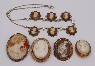 JEWELRY. Assorted Grouping of Gold Cameo Jewelry