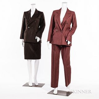 Three Saint Laurent Rive Gauche Wool Striped Suits
