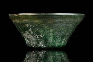 ANCIENT ROMAN GLASS RIBBED BOWL