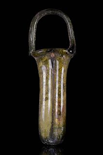 ANCIENT ROMAN GLASS DOUBLE BALSAMARIUM