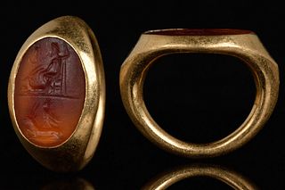 ROMAN LOCAL DEITY CARNELIAN GOLD RING