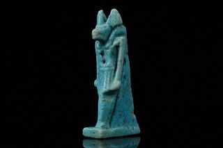 ANCIENT EGYPTIAN FAIENCE AMULET OF ANUBIS
