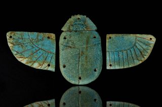 EGYPTIAN FAIENCE WINGED SCARAB