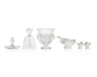 Set of 6 Lalique Assorted Crystal Pieces