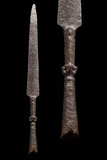 VIKING NORDIC IRON SPEAR HEAD WITH GILDED INLAY