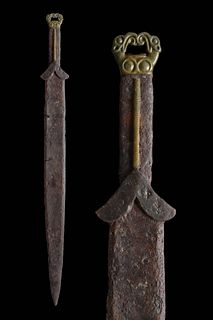 SCYTHIAN ACINACES IRON SWORD WITH GRIFFIN HANDLE