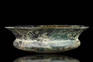 WESTERN ASIATIC BRONZE BOWL WITH ROSETTE AND CUNEIFORM INSCRIPTION