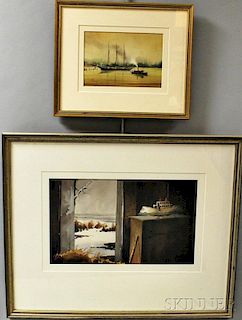 Two Framed Robert Spring (Maine, 20th Century) Watercolors