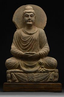 GANDHARAN SCHIST SEATED BUDDHA
