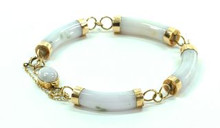White Jade & 14K Yellow Gold Bracelet
