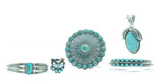 5 Pieces - American Southwest Silver & Turquoise