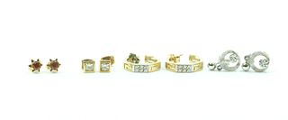 Four Pairs of Gold Earrings - 14K, 18K