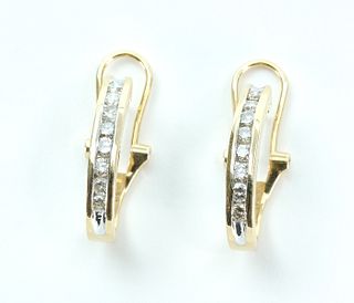 14K Yellow Gold & Diamond Earrings