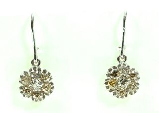 10K White Gold & Champagne Diamond Earrings