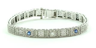 14K & Platinum, Diamond, Sapphire Bracelet