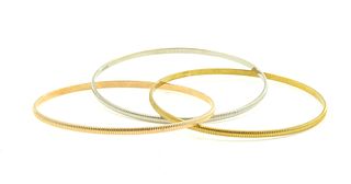 14K Tri Color Gold 3 Piece Bangle Bracelets