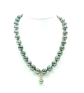 14K, Tahitian Pearl & Diamond Choker Necklace