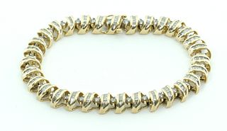 14K Yellow Gold & Diamond Link Bracelet