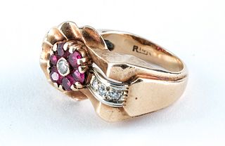 14K Rose Gold Diamond Ruby Ring