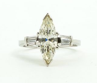 14K White Gold and Marquise Cut Diamond Ring