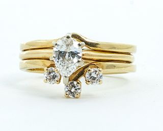 14K Yellow Gold and Pear Shaped Diamond Ring