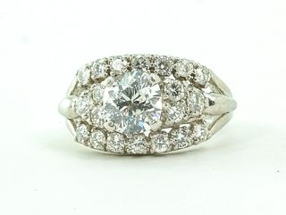 Platinum and Diamond Engagement Ring - Old Euro
