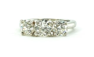 Platinum and Diamond Three Stone Engagement Ring