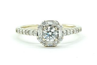 14K and Diamond Halo Engagement Ring
