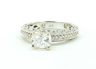 14K Oval Cut Diamond Engagement Ring