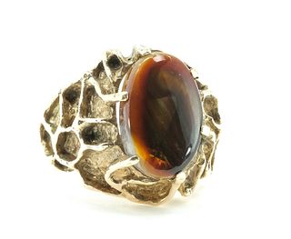Men's 10K Yellow Gold & Fire Agate Ring