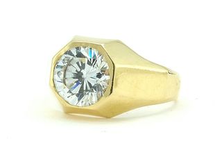 Men's 14K Yellow Gold Faux Diamond Ring