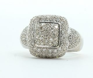 Ladies 14K White Gold Pave Diamond Ring