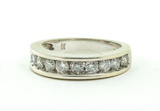 10K White Gold and Diamond Band Ring
