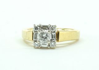 14K and Diamond Ring - Round and Baguette