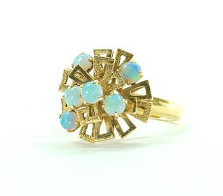 14K Yellow Gold & White Opal Cocktail Ring