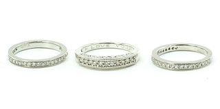 3 Diamond Rings - Platinum and 14K White Gold
