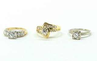 Group of Three 14K and Diamond Engagement Rings
