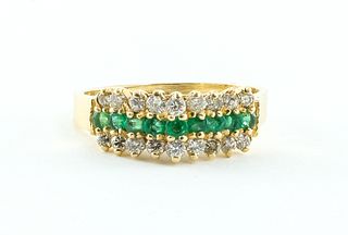 Emerald and Diamond Ring - 14K