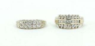 Two 14K White Gold and Multi - Diamond Rings