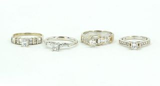 Group Lot of 4 Diamond and Gold Rings