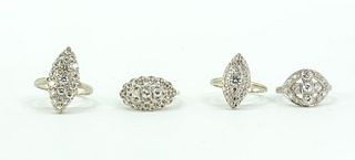 Four Art Deco Diamond Gold & Platinum Rings