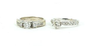 Two 14K White Gold and Diamond Rings