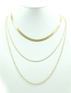 Three 14K Yellow Gold Chain Necklaces - Hammerman