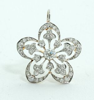 14K Gold & Diamond Snowflake Pin / Pendant